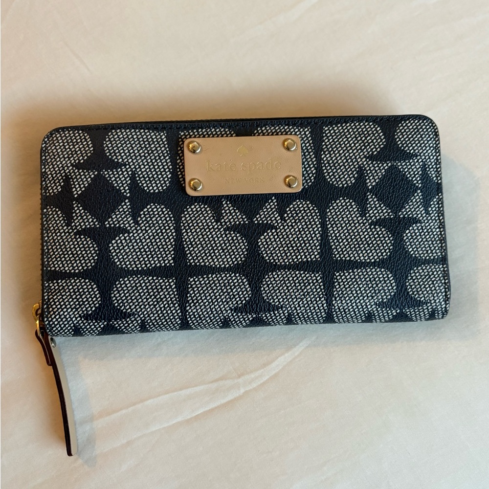 Kate Spade ace of spades pebbled leather wallet
